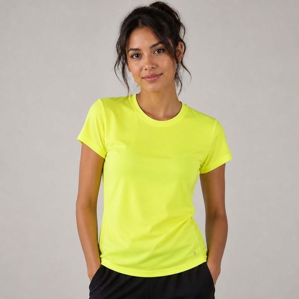 Danskin Now Women's Active Performance Mesh T-Shirt Neon Yellow #1522